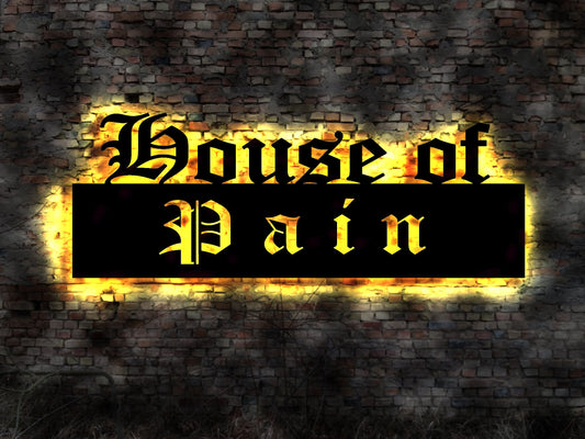 House of Pain LED Leuchtschild Breaking the Rules Leuchtreklame Sport Sportler Fitnessstudio Schild Neonreklame