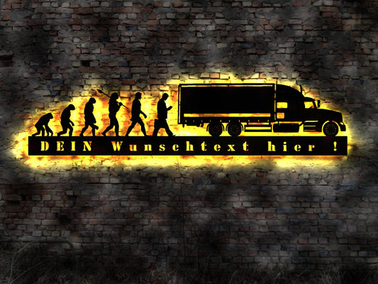 3D LED Wandbild Leuchtschild Truck US Car LKW Lastkraftwagen Auflieger Schild Neon sign Modelltruck Spielzeug Auto Neonreklame Evolution