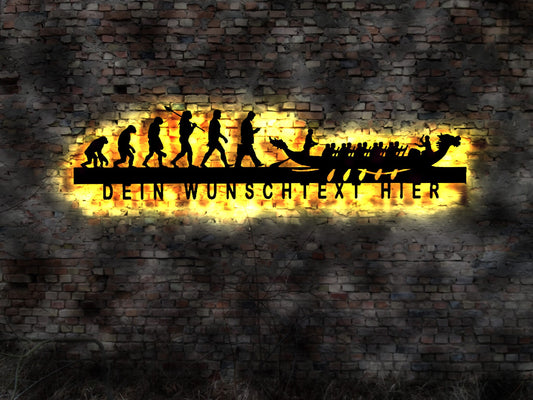 LED Schild Drachenboot Boot Drachen Rennboot Paddelboot Paddel paddeln Wettbewerb Holz geschnitzt Drachenbootfest Wunschtext Verein Satzung