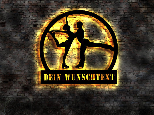 LED Schild Eiskunstlauf Eiskunstläufer Eiskunstläuferin Deko Leuchtreklame Verein Lehrer Buch Schlittschuhe Tanz Haltungen Wettkampf