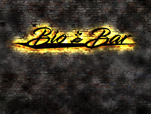 LED Schild Bio Bar Hof biologisch bioloische Produkte Biohof öko nachhaltiger Anbau abbaubar Emblem Tafel