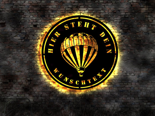LED Bild Wandbild  Heißluftballon Heissluftballon Ballonfahrt Ballonfahrer Korb Luftballon Gutschein Firmenschild