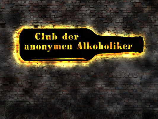 Club der anonymen Alkoholiker Tresen Saufen Schild no Blechschild sign Saufgelage Sauferei Alkoholvergiftung Biertrinker anonyme