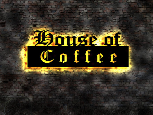 3D No Blechschild House of Coffee Shop Good Day Kaffee Cafe Diner retro geprägt no Neon sign Neonreklame Tattoo Buch Firma  Welcome