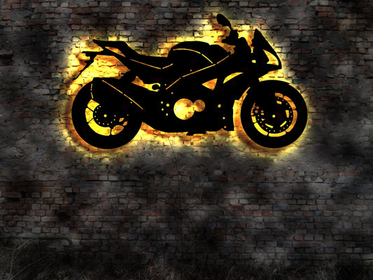 3D Trike Quad Bike Rennmotorrrad Strassenmaschine Organspender Motorrad LED Wandbild Streetbike Naketbike Rennfahrer Motorradhel Aufkleber