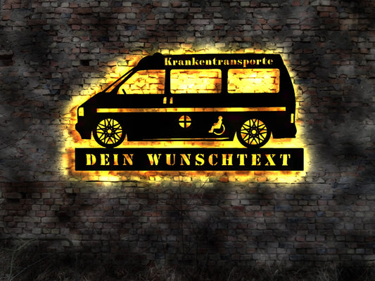 LED Schild Krankentransporte Krankentransport Taxi Krankenbeförderung Firmenschild Krankenwagen Transport Behinderten Fahrten Trage Bus