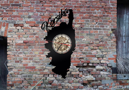 Korsika  Wanduhr Uhr Holzuhr Uhren Ziffernblatt Clock Holz Armbanduhr Skyline Silhouette Insel  Aufkleber
