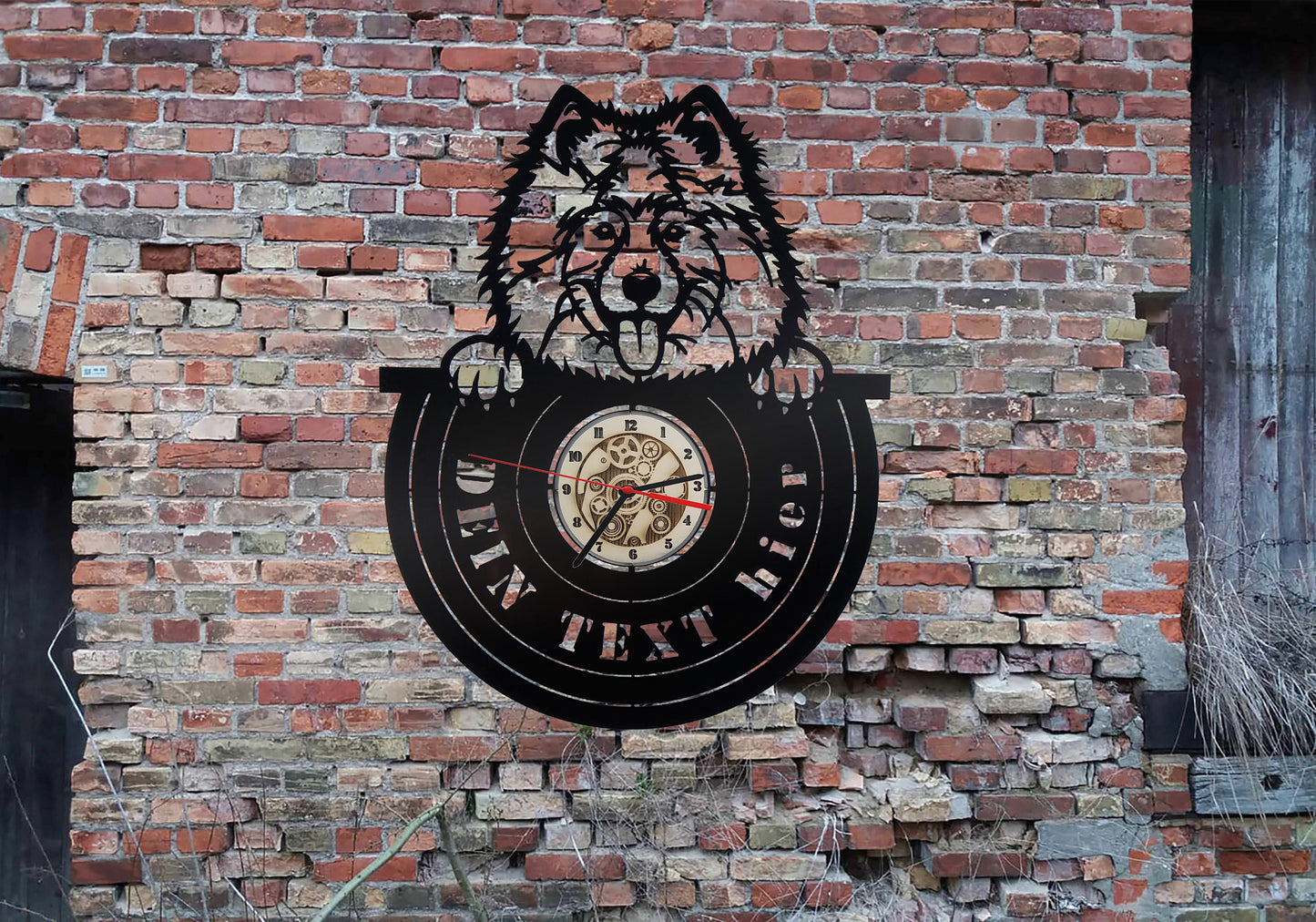 Samojede  Wanduhr Uhr Holzuhr Uhren Ziffernblatt Clock Holz Armbanduhr Hundezucht Bild  Dog Hund wood wall sign sticker Welpen Welpe