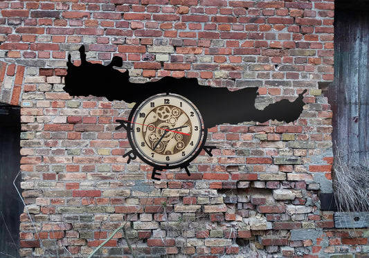 Kreta Wanduhr Uhr Holzuhr Uhren Ziffernblatt Clock Holz Armbanduhr Hotel Pension See Haus Urlaub Souvenier Insel