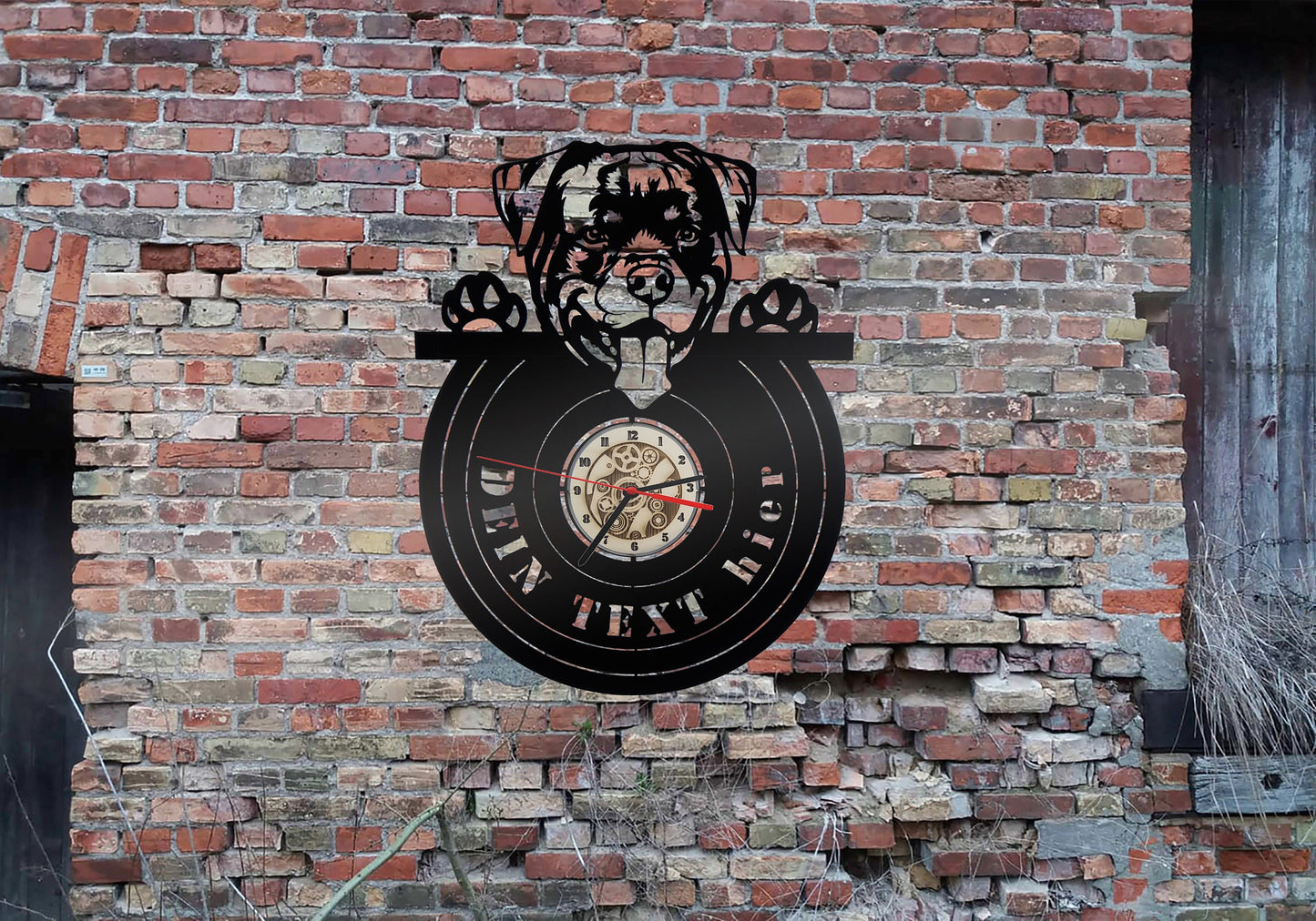 Rottweiler  Wanduhr Uhr Holzuhr Uhren Ziffernblatt Clock Holz Armbanduhr Hundezucht Bild  Dog Hund  sign sticker Welpen Welpe