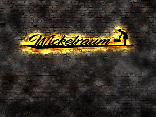 Schild sign Raum Wickelraum LED Leuchtschild Kind Baby wickeln Wickeltisch Säugling