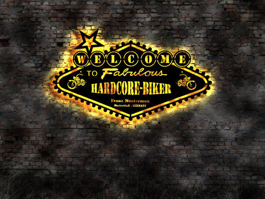 Biker Forever Logo LED Club Aufnäher Sticker Leuchtreklame Wandtattoo Helm Racer Sticker Deko Leuchtreklame LED Motorradfahrer Motorrad