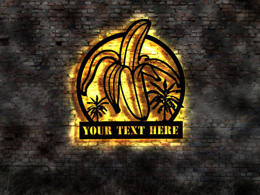 Banane Banana  LED Schild Leuchtschild Staude  sammeln  Ernte Erntehelfer Schädlinge Bananenpflanze Rezepte