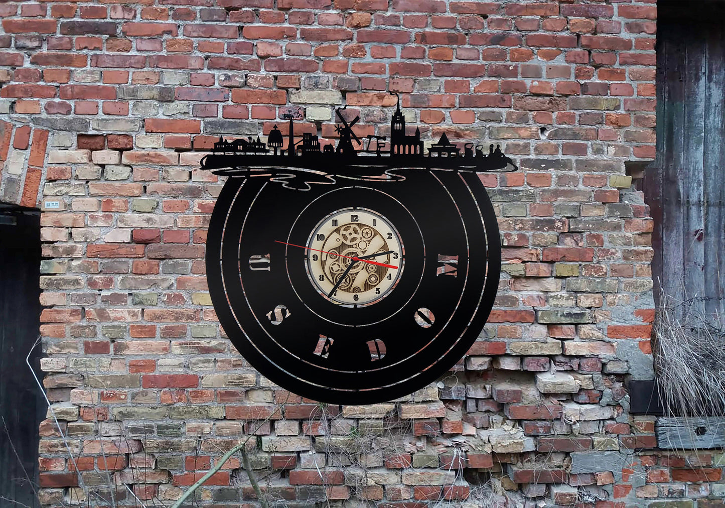 Uhr Wanduhr Bild Insel Usedom Skyline Silhouette Aufkleber Andenken Pension