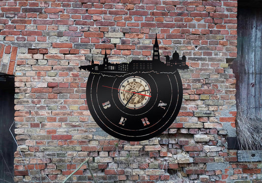 Uhr Wanduhr Bild Insel Bern Stadt Schweiz Silhouette Umriss Bild Deko