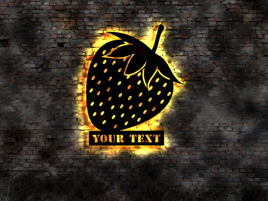 Erdbeere Strawberry LED Schild Leuchtschild Erdbeeren Korb sammeln Erdbeertorte Ernte Erntehelfer Schädlinge