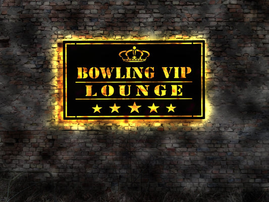 LED Leuchtschild Bowling  Bowlingbahn bowlen Kugeln Bowlingkugeln Shop bestellen kegeln Kegelclub Kegelbahn Wurftechnik VIP Lounge Schild