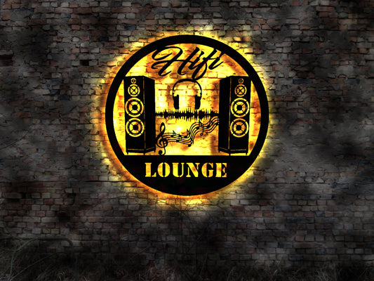 LED Leuchtschild Hifi Lounge Lautsprecher Boxen Kopfhörer Tonstudio Dolby Anlage Hochtöner Subwoofer Mikrofon Aufnahme Musik Genuss