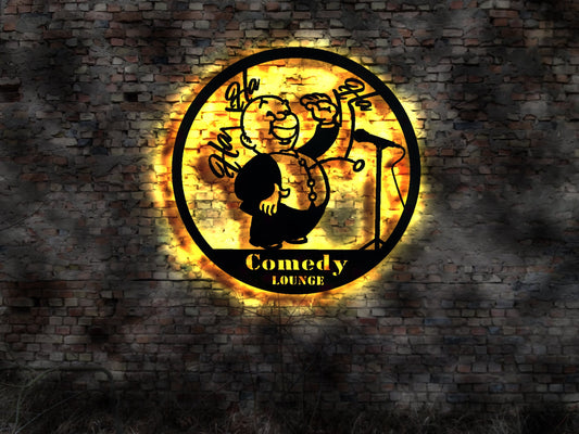 LED Leuchtschild Comedy Lounge Kabarett Bühne Theater Witzemacher Lacher Programm Auftritte Karten Kabarettist
