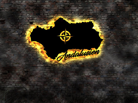 LED Leuchtschild Andalusien Spain Spanien Urlaub Hotel buchen Pension Andenken Schild Aufkleber sign Ferien Shop