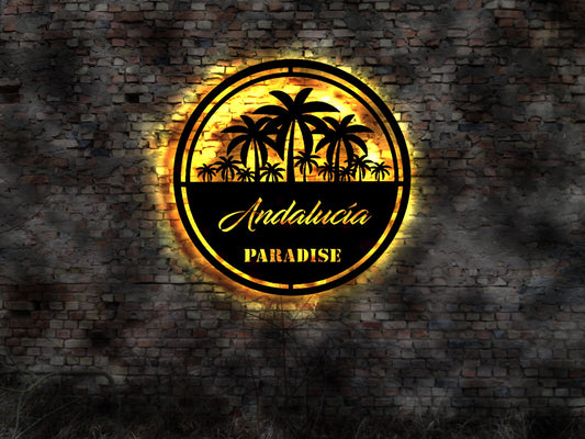 LED Leuchtschild Andalusien Spain Spanien Urlaub Hotel buchen Pension Andenken Schild Aufkleber sign Ferien Andalucia