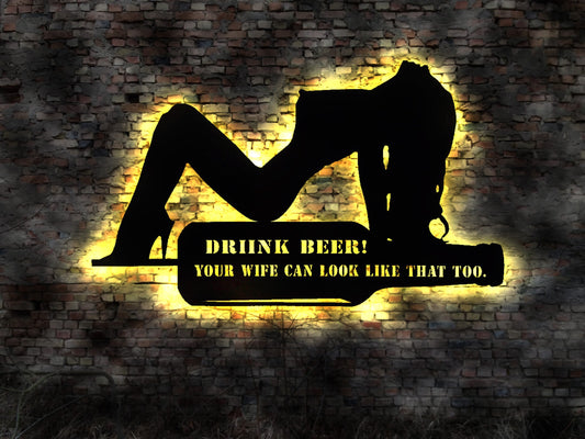 Drink Beer funny Usa Happy Hour Sauferei Schild Bierfass lustiges Led sign Saufgelage Sauferei Alkoholvergiftung Biertrinker Braumeister