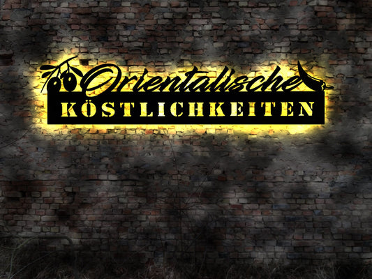 LED Schild Wandbild Orientalische Köstlichkeiten Spezialitäten  Inseln Restaurant Speisekarte Orient Teppich  Zaziki