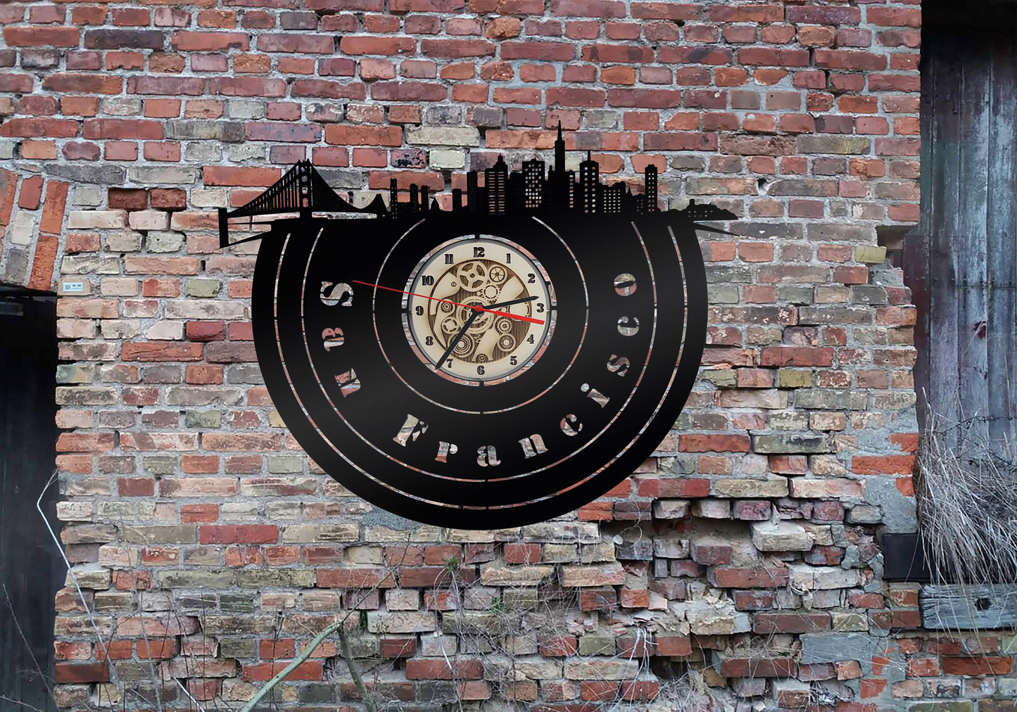 Uhr Wanduhr Bild San Francisco USA Skyline  Silhouette Umriss Bild Deko