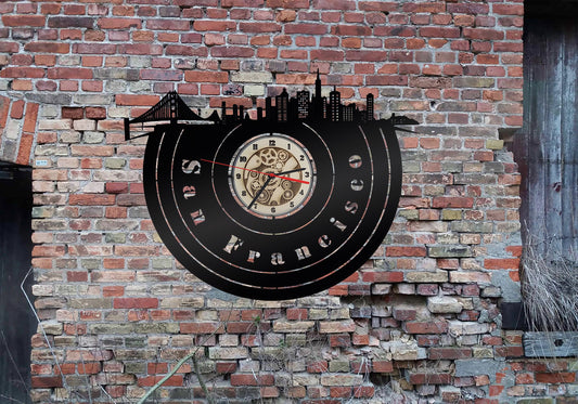 Uhr Wanduhr Bild San Francisco USA Skyline  Silhouette Umriss Bild Deko