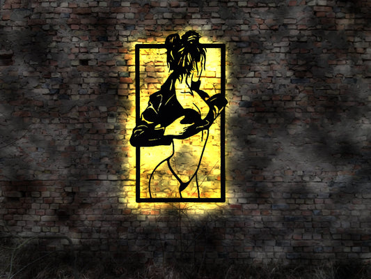 Bar Reklame Schild Table Dance schöne Frau woman girl Club Disco sign nacked Frau no neon sign UV Licht Deko Fahne Flagge Wandbild Wanddeko