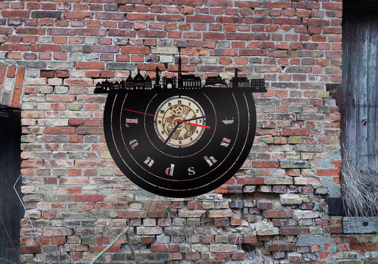 Uhr Wanduhr Bild Landshut  Skyline  Silhouette Umriss Bild Deko