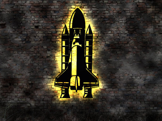 LED Bild Wandbild  Spaceshuttle Space Shuttle Raumschiff  Astronaut Planeten Weltall Astrologie Sterne Mond