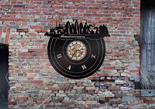 Harz Skyline Uhr  Wanduhr Holz Silhouette Bild Deutschland  Deko Schild Gebirge