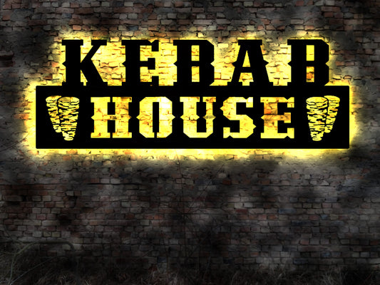 Kebab House LED Pizza Imbiss Döner Salat alles ?  Schild Doner Spieß Leuchtschild LED Deko  Schild