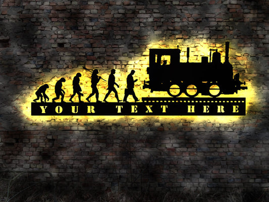 Dampflok Evolution Lok Eisenbahn Schild Schaffner Bahnhof Modelleisenbahn  Leuchtschild LED Deko Auto Autoaufkleber  retro Dampflock