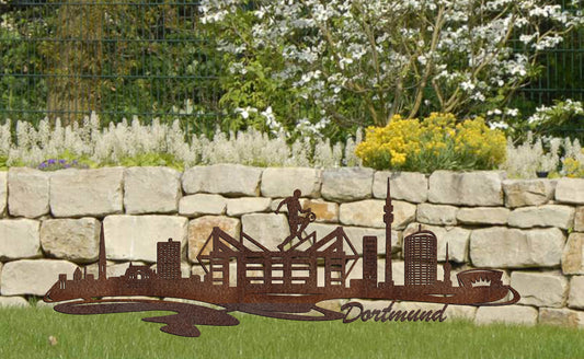 DEINE Stadt Edelstahl Skyline Stadt Dortmund Metall Wandkunst Stahl Corten Cortenstahl  Silhouette Metallkunst Künstlerarbeit