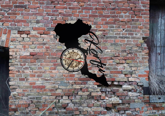 Korfu Insel  Wanduhr Uhr Holzuhr Uhren Ziffernblatt Clock Holz Armbanduhr Skyline Silhouette  Aufkleber