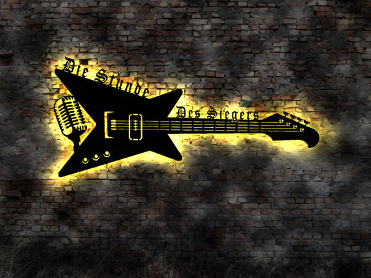 Die Stunde des Siegers Schild no Blechschild  Neon sign LED  Holzschild Aufkleber Gitarre
