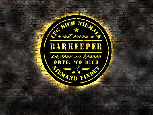 Barkeeper Leuchtreklame Rum Rumflasche Fass  no Gläser  drink bottle Fass Bar Tresen Holzfass  Sammlung zuhause ist wo mein steht shaker