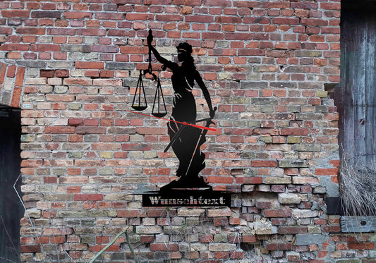 Wanduhr Uhr Holzuhr Uhren Justitia Figur Skulptur Anwalt  Rechtsanwalt Fachanwalt Buch Waage