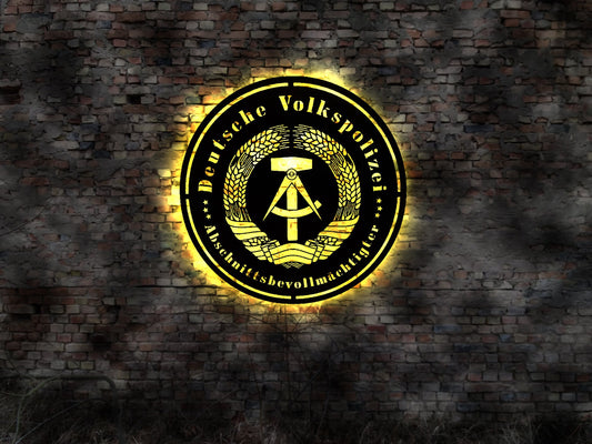 LED Schild Ddr Deutsche Volkspolizei ABV no Emailschild Ostalgie Ossi  Neonreklame sign  Bürger  Volkspolizei