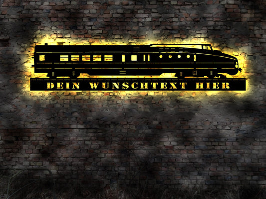DDR  Lok Eisenbahn Schild Schiene Wagon Bahnhof Modelleisenbahn Leuchtschild LED Deko Auto Autoaufkleber Schild