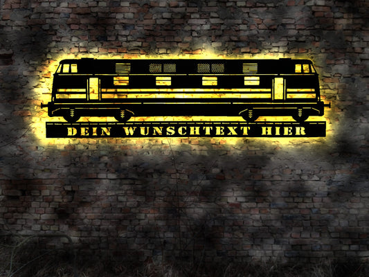 DDR  Lok Eisenbahn Schild Schiene Wagon Bahnhof Modelleisenbahn Leuchtschild LED Deko Auto Autoaufkleber Schild