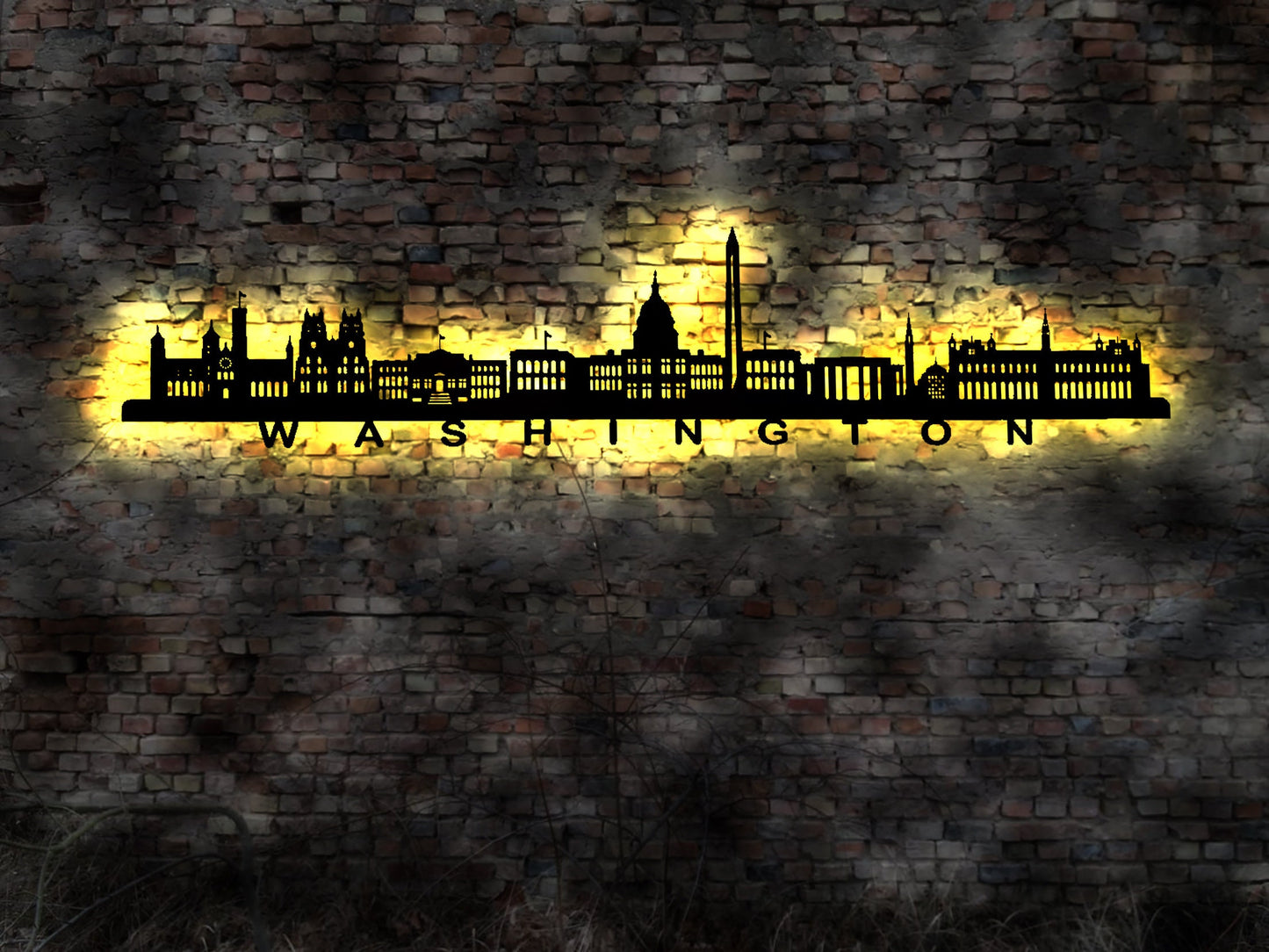Skyline Washington  USA  LED Wandbild  Stadt AK Karte Map Stadtplan Wandsticker Leuchtbild sign  Wandtattoo Reiseführer Silhouette