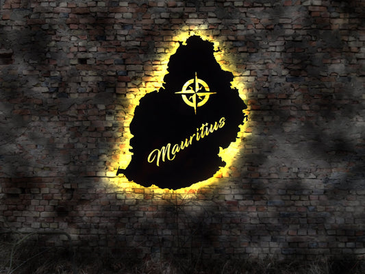 3D LED Deko Mauritius Insel Island Reiseführer Wandtattoo Skyline Aufkleber Buch Tropic Island Silhouette Kühlschrankmagnet Paradis