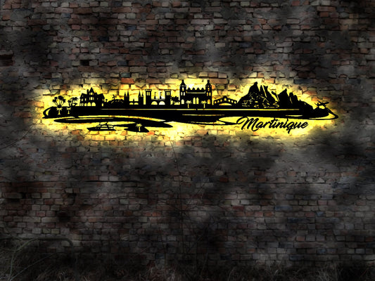 3D LED Deko Martinique  Insel Island Reiseführer Wandtattoo Skyline Aufkleber Buch Tropic Island Silhouette Kühlschrankmagnet Paradis