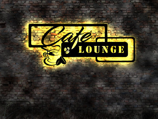 Cafe  Lounge Leuchtreklame Schild Cafeteria Leuchtschild Bäcker Rösteei Kaffee Bohnenkaffee