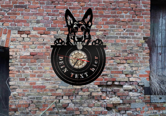 Wanduhr Uhr Holzuhr Uhren Ziffernblatt Clock Holz Deutscher  DSH Schäferhund Hundezucht Bild  Dog Hund wood wall sign sticker Welpen Welpe