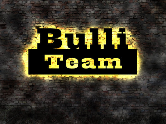 LED Leuchtreklame Schild Bulli Team sign Vintage no Aufkleber Sticker Firmenschild Neon Aufsteller