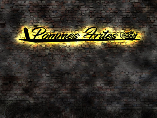 3D Wandbild Schild  Pommes Frites Frittes Pomm Fritz Wandbild Pappschalen Majo Ketchup  Imbiss Grill Spiesser Currywurst